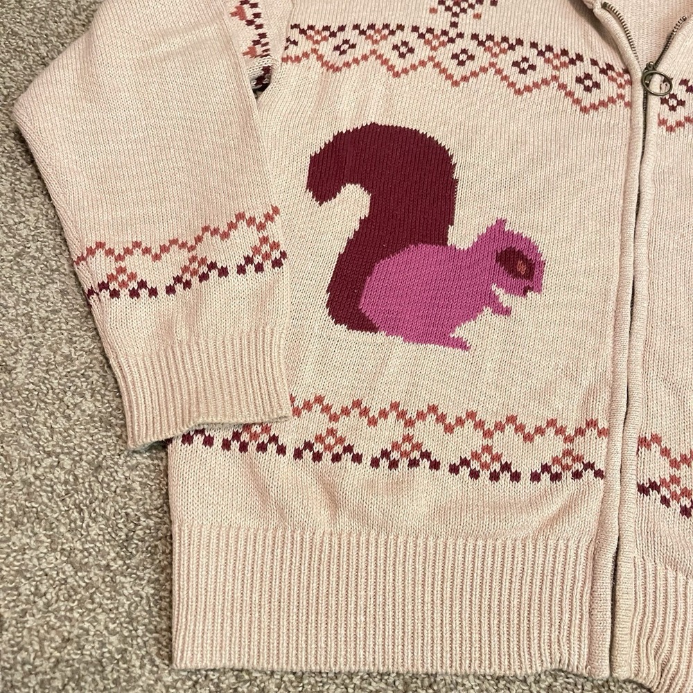 ModCloth Squirrel Fair Isle Full Zip Shawl Collar Cardigan Sweater Women's Large - Picture 2 of 11